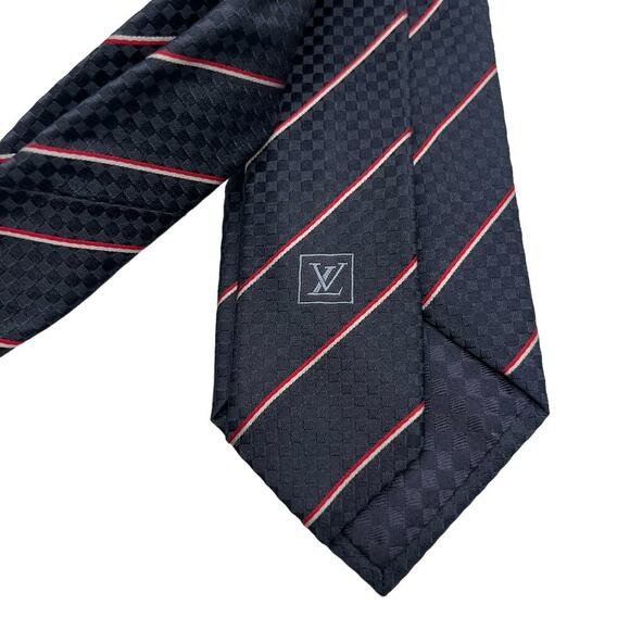 LOUIS VUITTON Monogram Tie Damier Stripe Silk Bundle of 2 NWOT - Picture 8 of 9